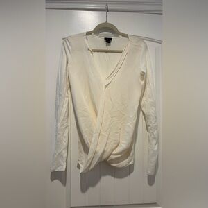 Theory women’s Dariya silk blouse top, long sleeve, ivory cream color